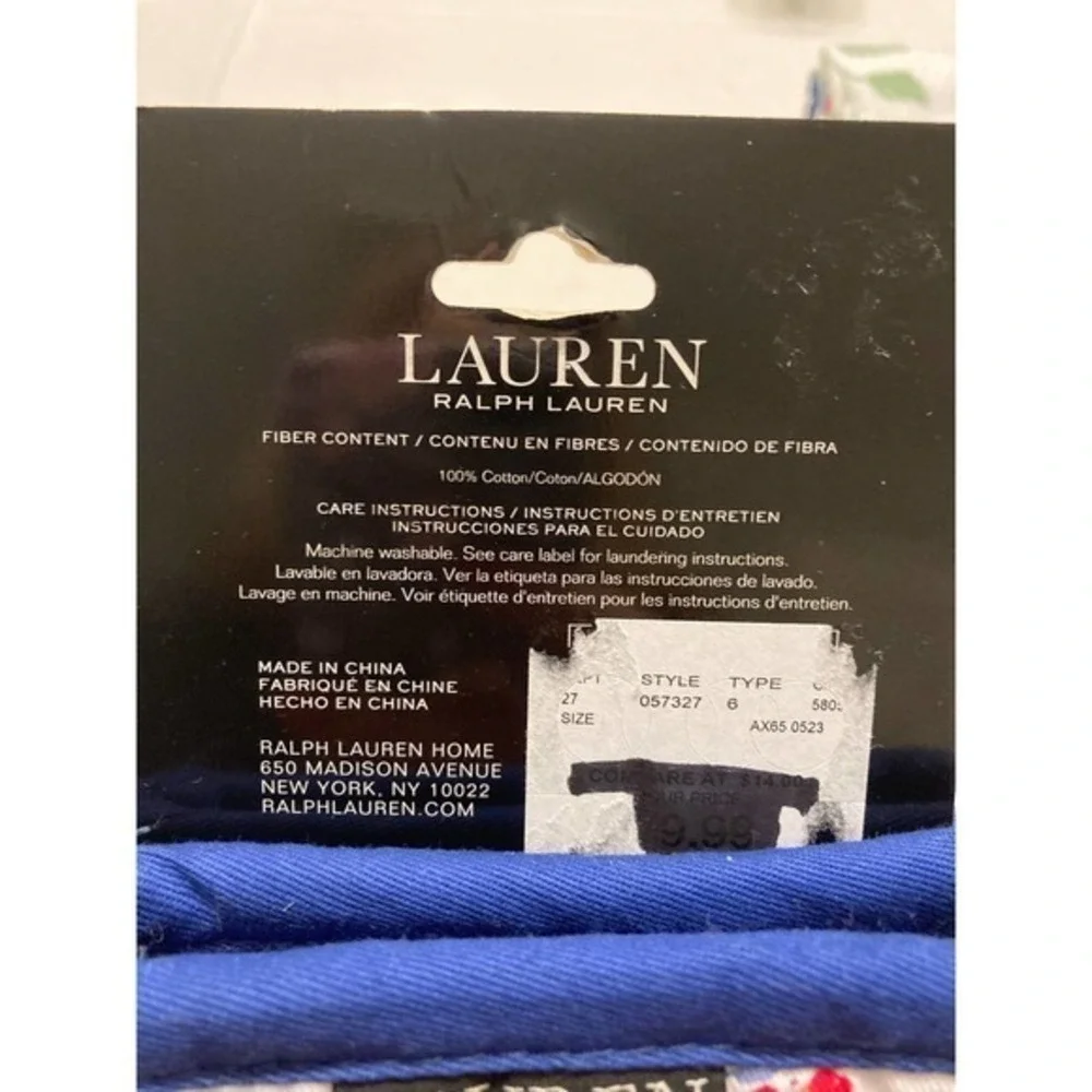 Lauren Ralph Lauren Home Kitchen Set NWT 3 Red Blue Floral Towels‎ 2 Mini Mitts